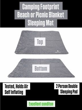 Hikenture Double Sleeping Pad Camping Mat Footprint Gray (Tested, Holds Air)